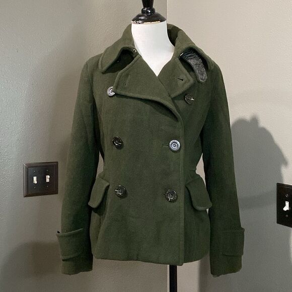 Michael Kors Olive Green Short Peacoat Wool - Picture 1 of 10